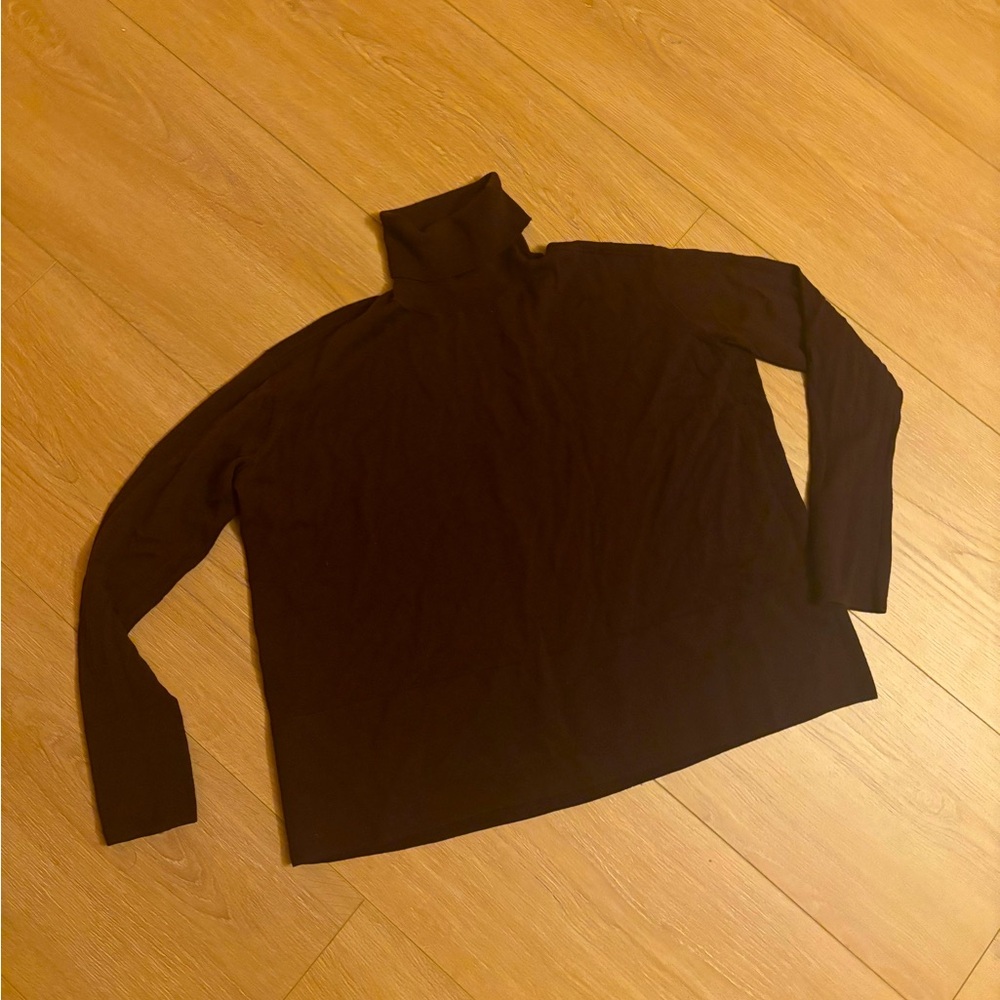 Everlane Burgundy Wool Boxy Cut Turtleneck Sweater